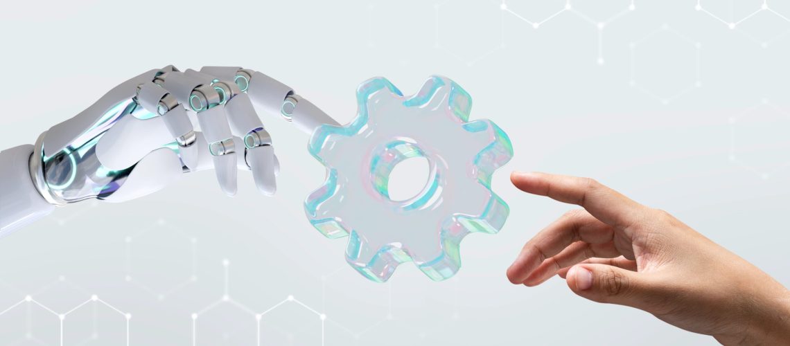 Technology human touch background, modern remake of The Creation of Adam